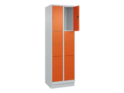 lockerkast,HxBxD 1950x600x500mm,2x3vakken,vak B 300mm,cil.-slot,sokkel
