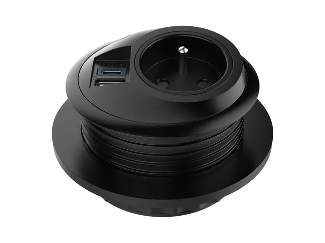 Desktop stekkerdoos Power PixelTUF 1x Penaarde +USB A/C 25W Zwart