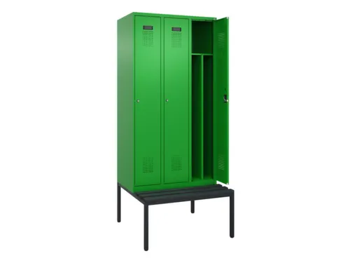 locker met bank,voor scheiding van kleding,HxBxD 2120x900x815mm,3vak