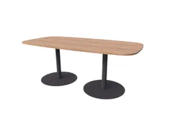 Linesto vergadertafel 200x100 deens ovaal hav/kers 25mm zwart