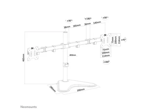 Monitorstandaard FPMAD550DD 2 schermen tot 32 inch met voet Zwart