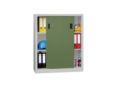 schuifdeurkast,HxBxD 1200x1000x400mm,RAL7035,front RAL6011