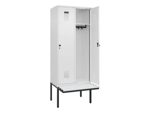 locker met bank,HxBxD 2120x800x815mm,2vak,vak B 400mm,draaigrendel