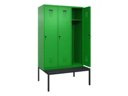 locker met bank,HxBxD 2120x1200x815mm,3vak,vak B 400mm,draaigrendel
