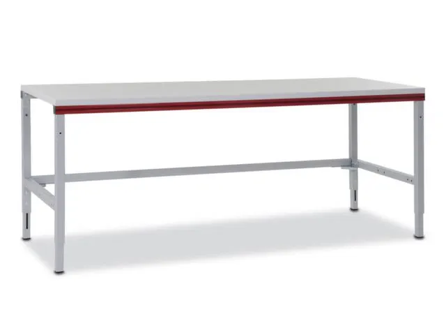 paktafel,HxBxD 690-960x2000x800mm,blad lichtgrijs,4voeten van staal