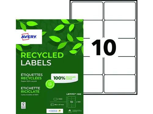 Etiket Avery LR7173-100 99.1x57mm recycled Wit 1000 stuks