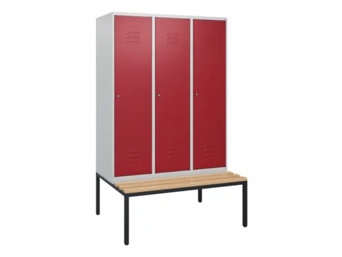 locker met bank,HxBxD 1950x1200x815mm,3vak,vak B 400mm,cil.-slot