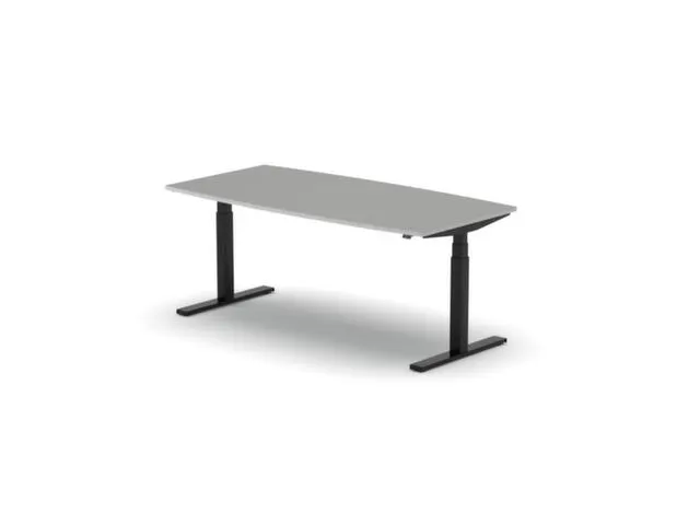 Elektrisch ihv Vergadertafel Vatvorm 1800x800mm Zwart+ grijs Blad