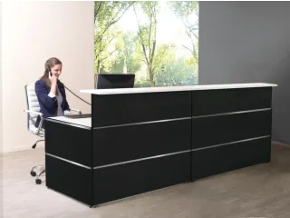 Balie Aanbouwelement 1350x1015mm Recht Front Antraciet Bladen Wit - 2