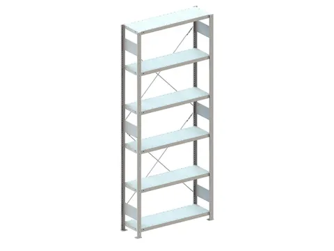 Inhaakstelling Basisveld 2500x1056x336mm 6legborden 100kg Ral7035