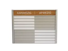 Menoor In-Uit bord 10 namen Aluminium Aanwezig/Afwezig Houtlook