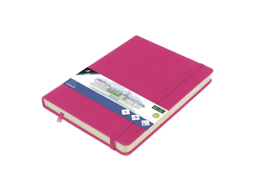 Schetsboek Kangaro A5 hot pink PU HC 80 vel 140gr roomwit met elastiek