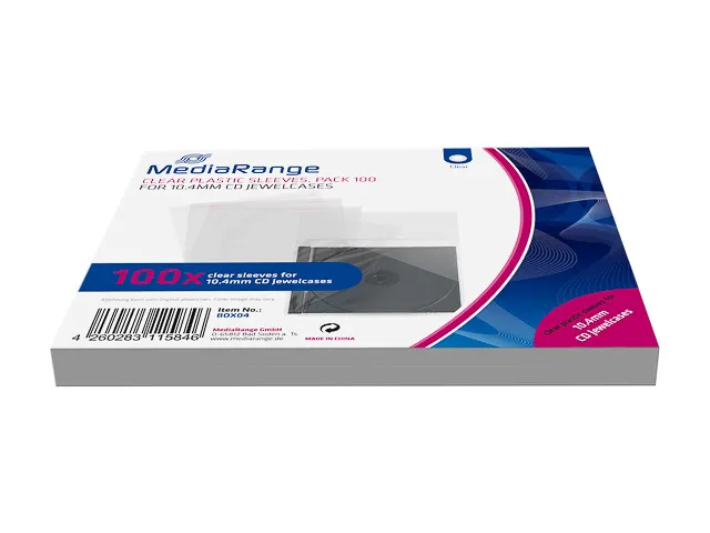 MediaRange plastic hoesjes voor 10,4 mm CD-doosjes transparant 100 st