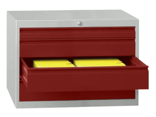 ladekast,HxBxD 600x1023x600mm,4lade(n),cil.slot,RAL7035,front RAL3000