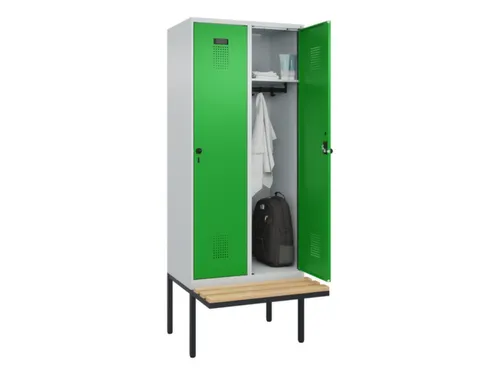 locker met bank,HxBxD 2120x800x815mm,2vak,vak B 400mm,draaigrendel