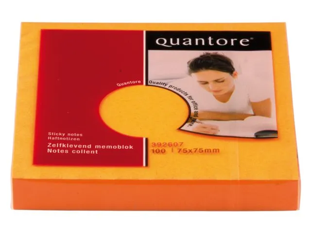 Memoblok Quantore 76x76mm neon kleuren assorti 4 kleuren