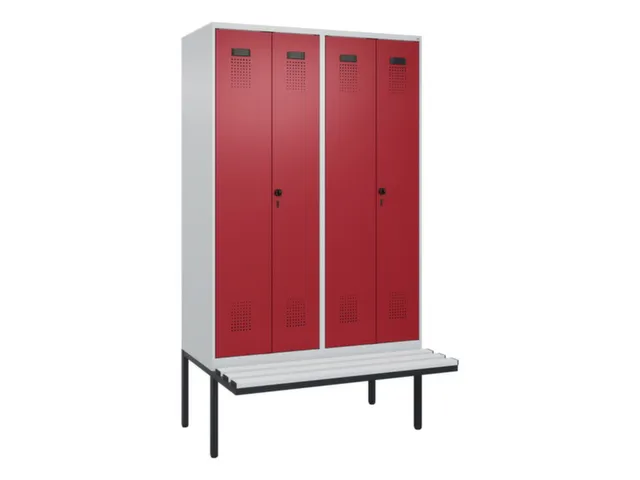 locker met bank,voor scheiding van kleding,HxBxD 2120x1200x815mm,4vak