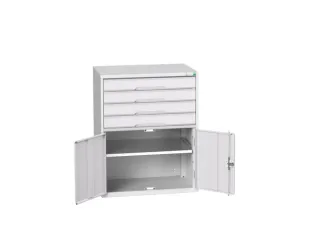 ladekast HxBxD 1000x800x550mm 4laden 2deuren RAL7035 front RAL7035 - 1