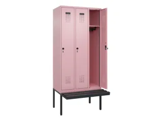 locker met bank,HxBxD 2120x900x815mm,3vak,vak B 300mm,draaigrendel - 1