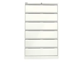 fichekast,HxBxD 1321x800x622mm,drie banen,6lade(n),romp wit,front wit - 1