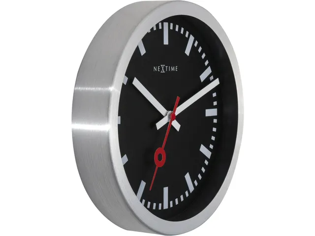 - Horloge murale / Horloge de table - Ø 35 cm - Aluminium - Noir - Br