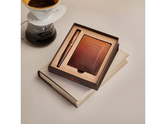 Balpen giftset Sheaffer 100 9374 Coffee Ed. Matt Brown met bruine cred