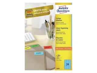 Gekleurd Etiket Avery Zweckform 70x37mm Blauw 2400 stuks - 2