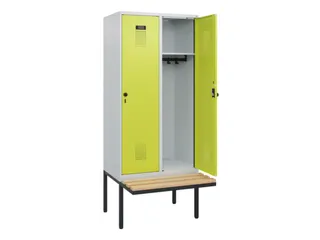 locker met bank,HxBxD 1950x800x815mm,2vak,vak B 400mm,draaigrendel - 1