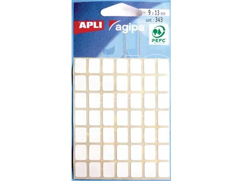 Witte Etiketten In Etui Ft 9x13mm (bxh), 343 Stuks, 49 Per Vel