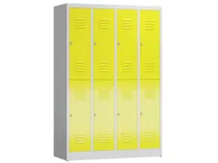 Dubbeldekse garderobekast 1800x1185x500mm 4x2vak klink RAL7035 RAL1018