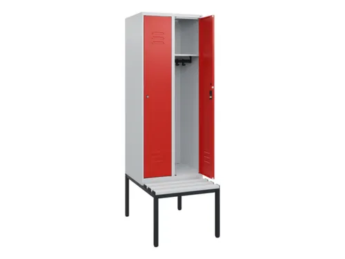 locker met bank,HxBxD 1950x600x815mm,2vak,vak B 300mm,cil.-slot