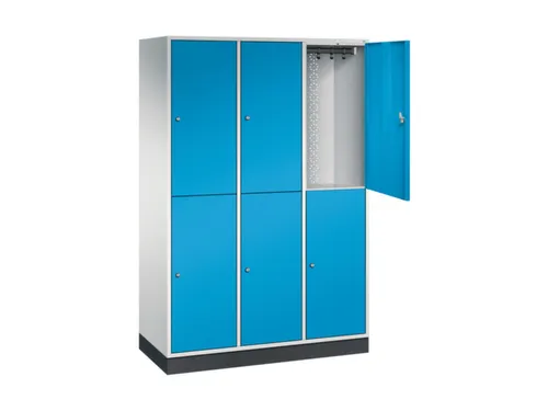 Dubbeldekse garderobekast,RAL 7035/RAL 5012,HxBxD 1950x1220x500mm