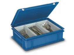 Euronormkoffer Blauw Indeling Bestek Pe Scharnierdeksel 130x400x300mm