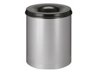 Afvalbak Vlamdovend 80 Liter Aluminiumgrijs Zwart Deksel