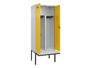 PBM-locker met bank,HxBxD 2120x800x815mm,2vak,vak B 400mm,draaigrendel - 1