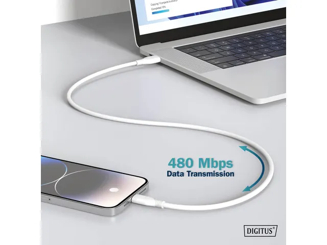 USB-C siliconen oplaadkabel USB-C USB-C 1m USB 2.0 60W wit