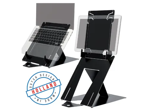 Tablet en laptopstandaard in 1 R-Go Riser Duo voor 10-22 inch Zwart