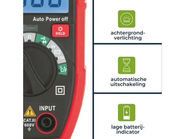 Kleine Robuuste Digitale Multimeter - CAT III - 600 V - 7 Functies