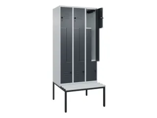 Z-garderobekast,HxBxD 2120x900x815mm,6vak,vak B 300mm,draaigrendel - 2