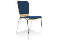 Houten Kuipstoel Beukenhouten Zitschaal Bekleding Blauw 4 Stuks