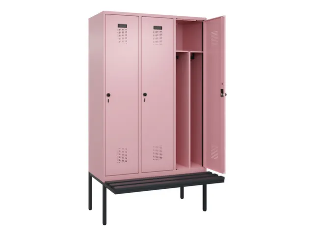 locker met bank,voor scheiding van kleding,HxBxD 2120x1200x815mm,3vak