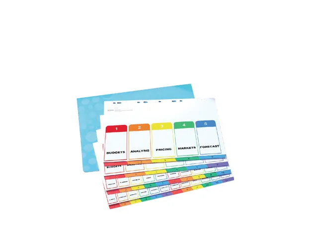 Intercalaire Avery Readyindex 9 perf 6 onglets 1-6 assorti