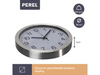 Aluminium Wandklok Ø 30cm cijferaanduiding DCF - 12