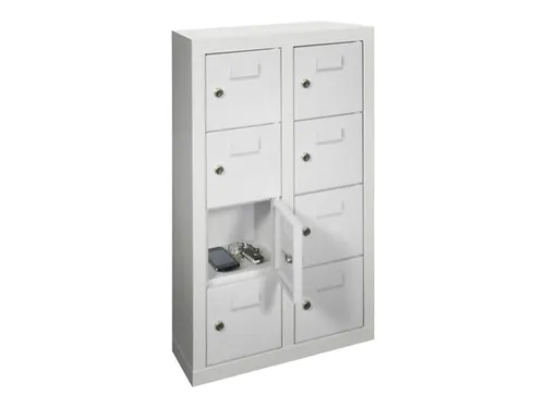 lockerkast,RAL 7035,HxBxD 815x460x200mm,2x4vakken,vak B 215mm