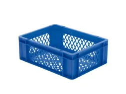 Euronorm-stapelbak 13l 145x400x300mm Wanden/bodem Opengewerkt Blauw