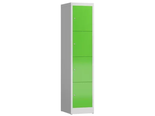 Lockerkast 1800x415x500mm 1x4 vakken cilinderslot, sokkel, RAL6018