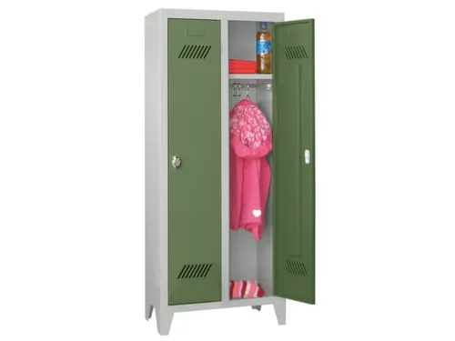 lockerkast v. kinderen,HxBxD 1300x530x300mm,2vak,RAL7035,front RAL6011