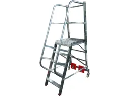 verrijdbare treden-platformladder,eenzijdig,5trede(n),stand H 1,1m