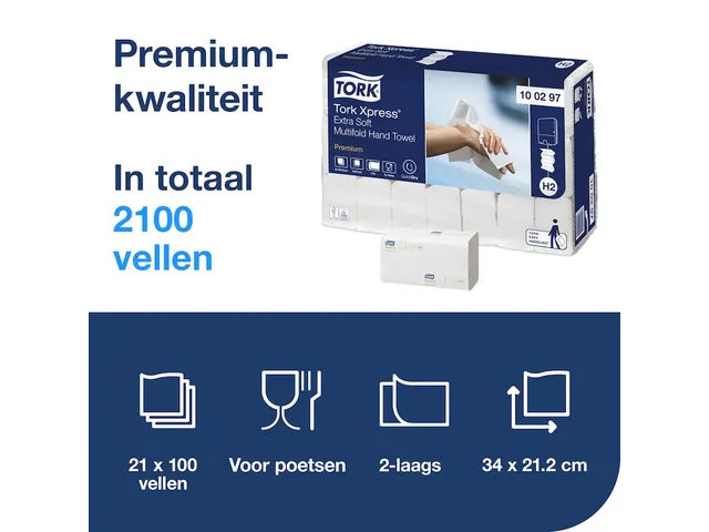 Tork 100297 Xpress Handdoek Premium H2 ZigZag Extra Soft 2-laags