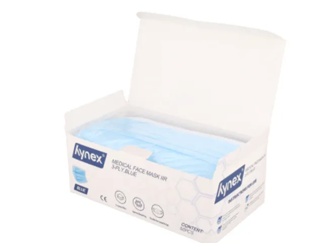 Masque buccal Hynex IIR 3 épaisseurs bleu 50 pièces